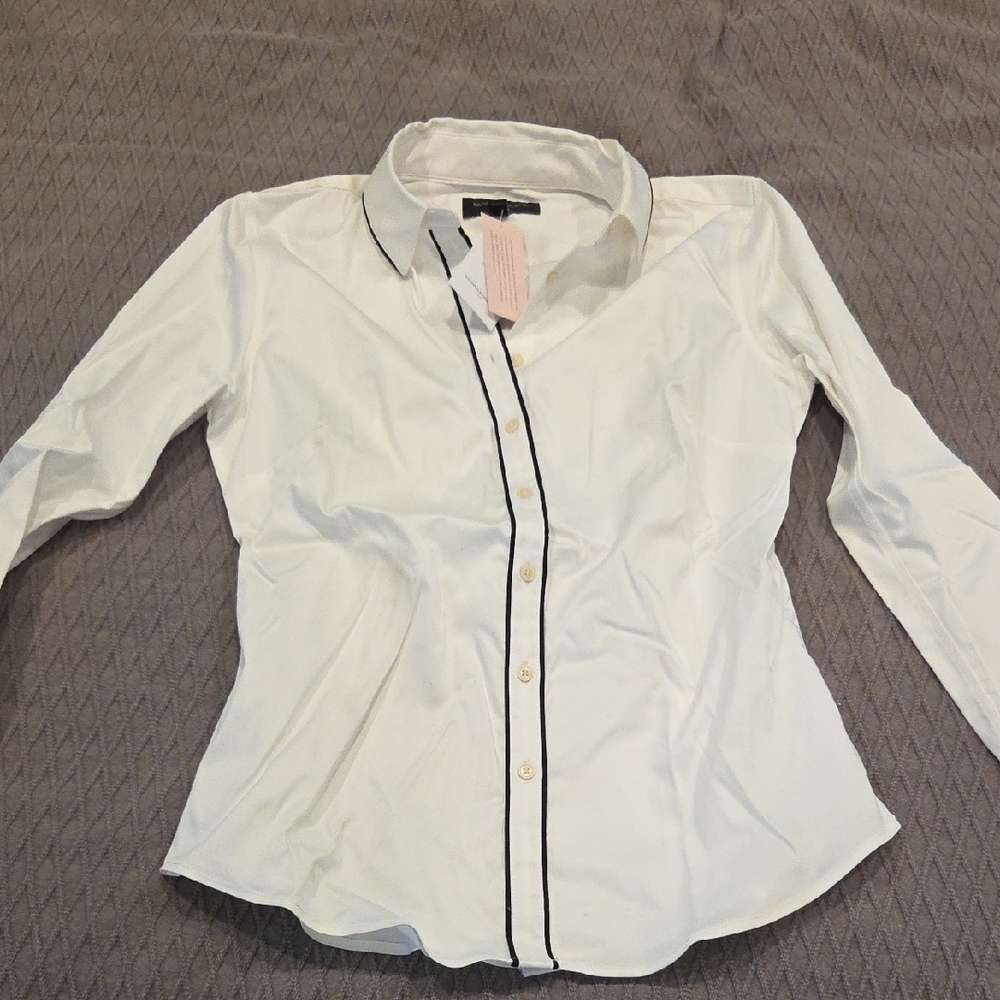 Banana Republic Factory White Shirt with Black Accents
